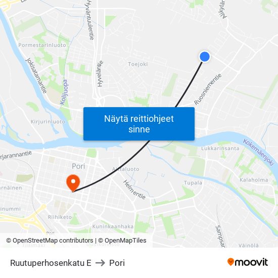 Ruutuperhosenkatu E to Pori map