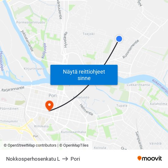 Nokkosperhosenkatu L to Pori map