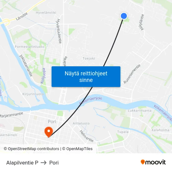 Alapilventie P to Pori map
