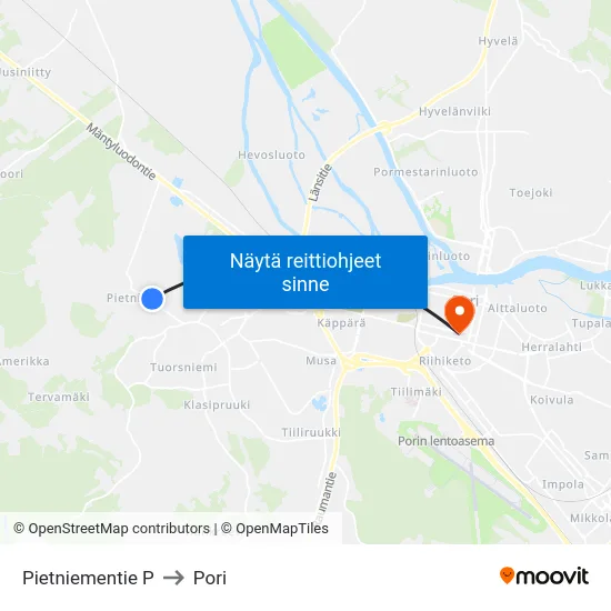 Pietniementie P to Pori map