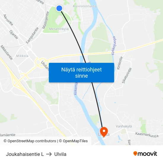 Joukahaisentie L to Ulvila map
