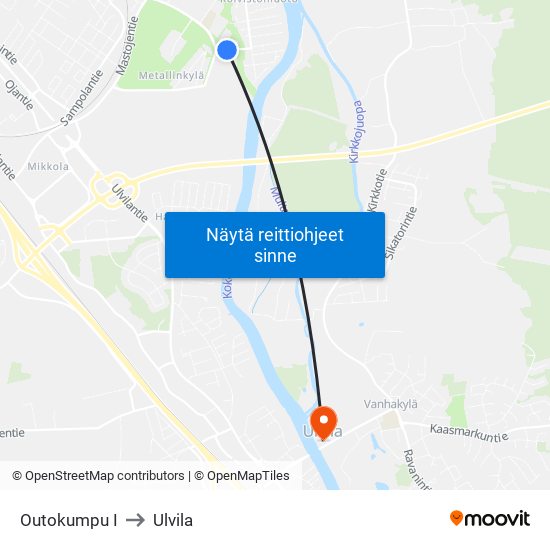 Outokumpu I to Ulvila map