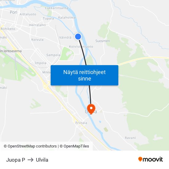 Juopa P to Ulvila map