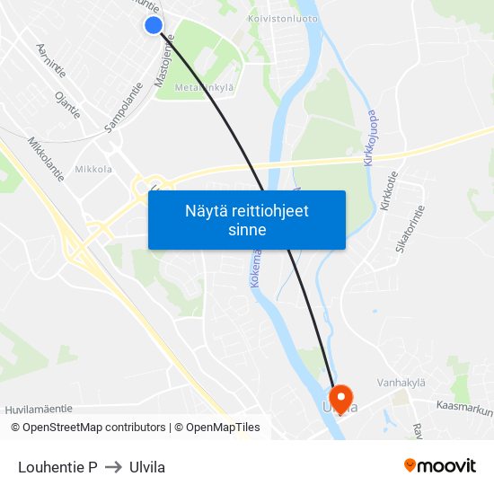 Louhentie P to Ulvila map