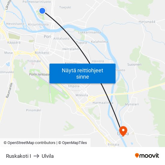 Ruskakoti I to Ulvila map