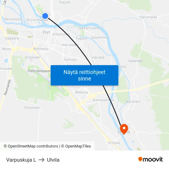 Varpuskuja L to Ulvila map