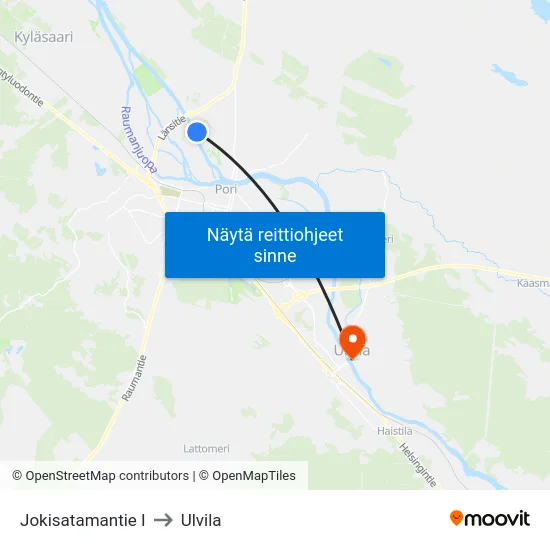 Jokisatamantie I to Ulvila map