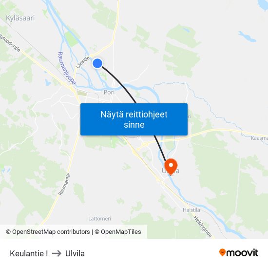 Keulantie I to Ulvila map