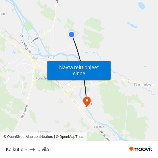 Kaikutie E to Ulvila map