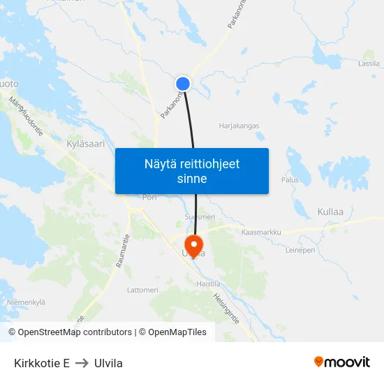 Kirkkotie E to Ulvila map