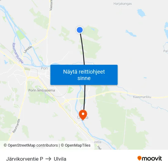 Järvikorventie P to Ulvila map