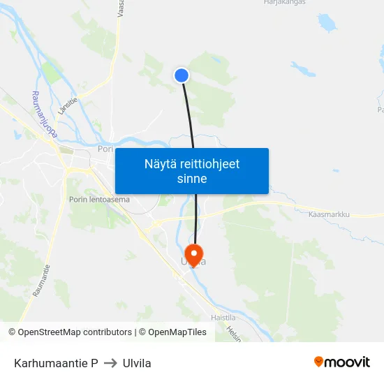 Karhumaantie P to Ulvila map
