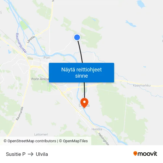 Susitie P to Ulvila map