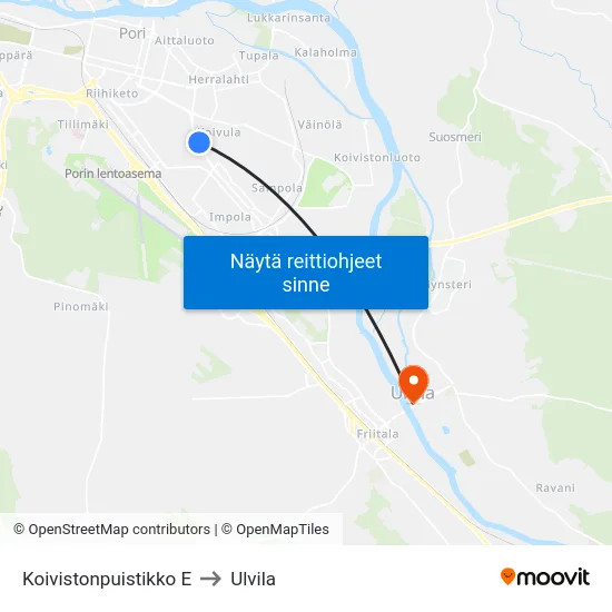 Koivistonpuistikko E to Ulvila map
