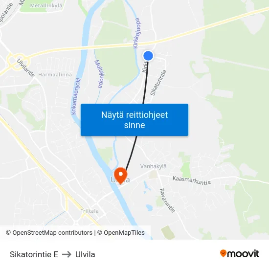 Sikatorintie E to Ulvila map
