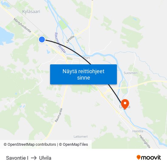 Savontie I to Ulvila map