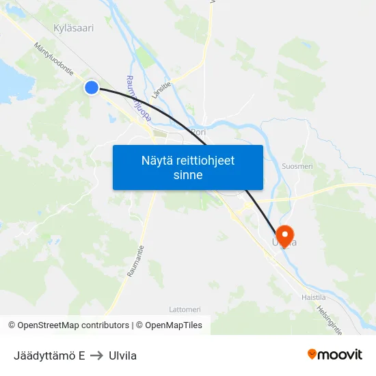 Jäädyttämö E to Ulvila map