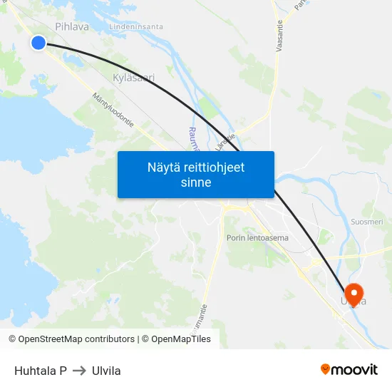 Huhtala P to Ulvila map