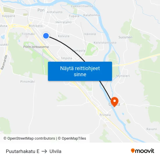 Puutarhakatu E to Ulvila map