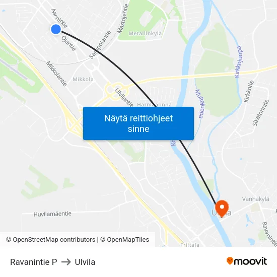 Ravanintie P to Ulvila map