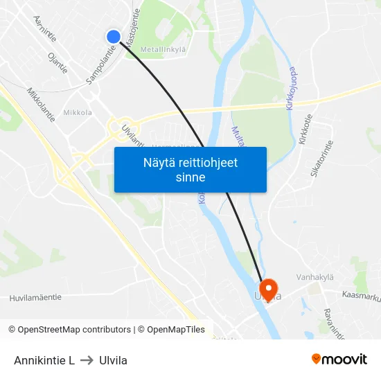 Annikintie L to Ulvila map
