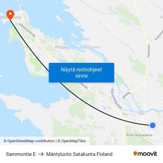 Sammontie E to Mäntyluoto Satakunta Finland map