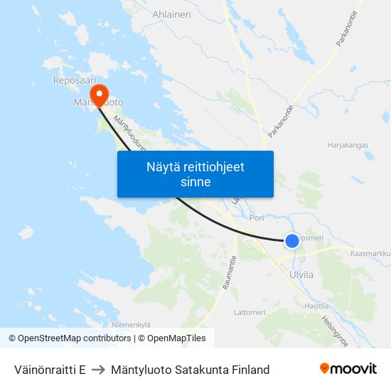 Väinönraitti E to Mäntyluoto Satakunta Finland map