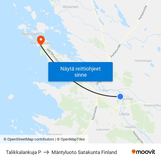 Talikkalankuja P to Mäntyluoto Satakunta Finland map