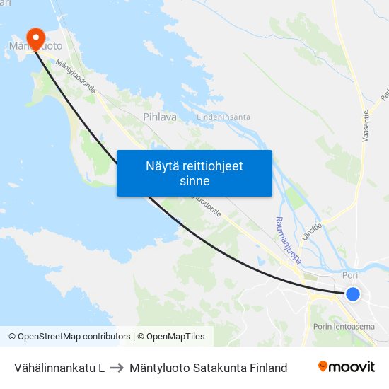 Vähälinnankatu L to Mäntyluoto Satakunta Finland map