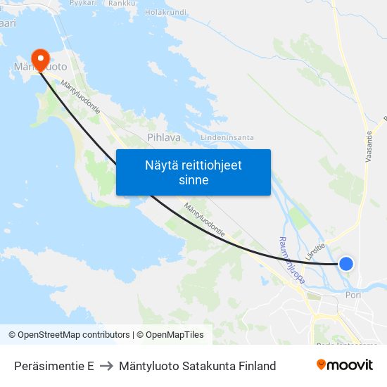 Peräsimentie E to Mäntyluoto Satakunta Finland map