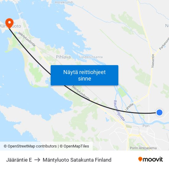 Jääräntie E to Mäntyluoto Satakunta Finland map