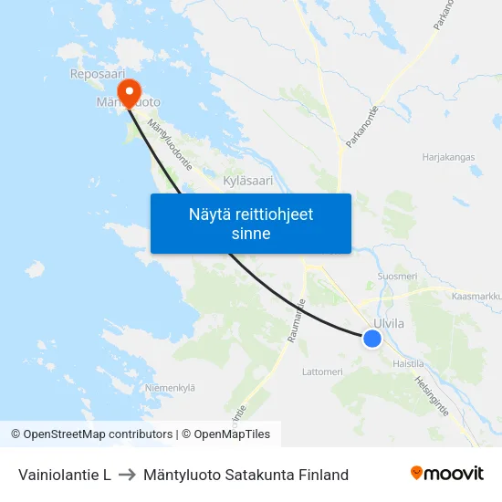 Vainiolantie L to Mäntyluoto Satakunta Finland map