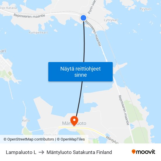 Lampaluoto L to Mäntyluoto Satakunta Finland map