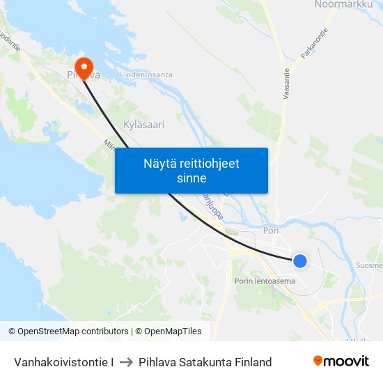 Vanhakoivistontie I to Pihlava Satakunta Finland map