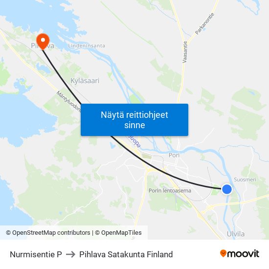 Nurmisentie P to Pihlava Satakunta Finland map