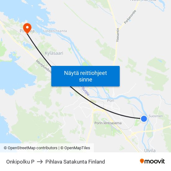 Onkipolku P to Pihlava Satakunta Finland map