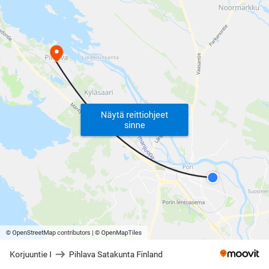 Korjuuntie I to Pihlava Satakunta Finland map