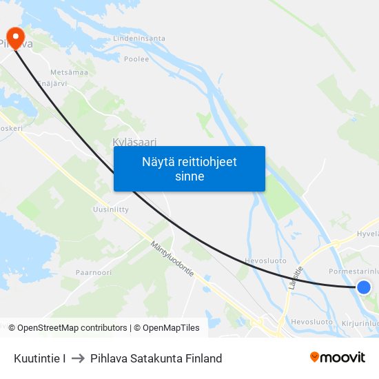 Kuutintie I to Pihlava Satakunta Finland map