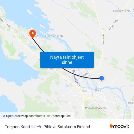 Toejoen Kenttä I to Pihlava Satakunta Finland map