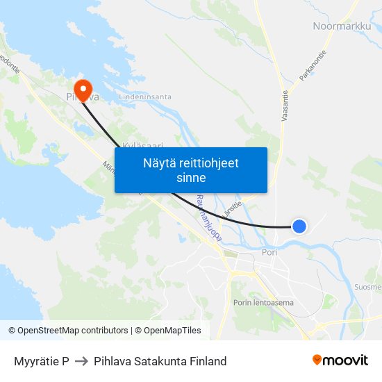 Myyrätie P to Pihlava Satakunta Finland map