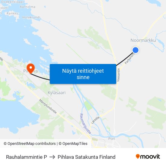 Rauhalammintie P to Pihlava Satakunta Finland map