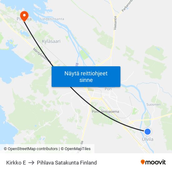 Kirkko E to Pihlava Satakunta Finland map