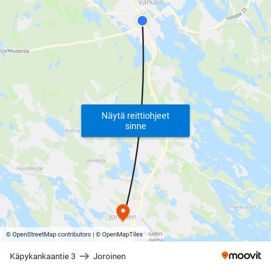 Käpykankaantie 3 to Joroinen map