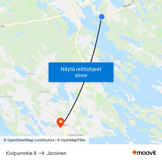 Kivipurontie 8 to Joroinen map