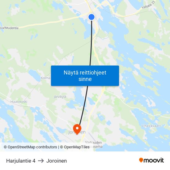 Harjulantie 4 to Joroinen map