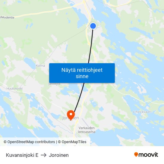 Kuvansinjoki E to Joroinen map