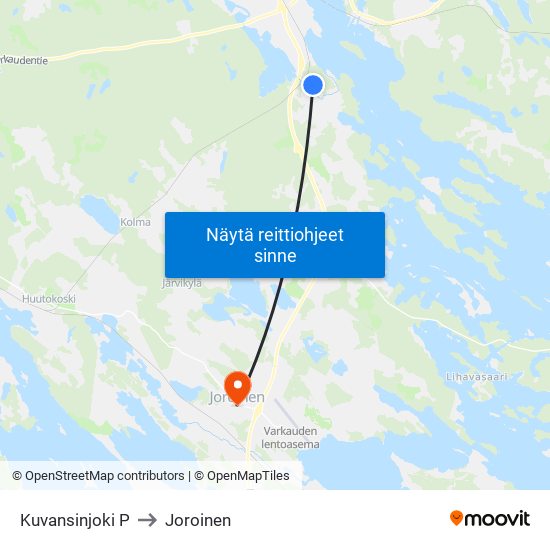 Kuvansinjoki P to Joroinen map