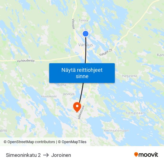 Simeoninkatu 2 to Joroinen map