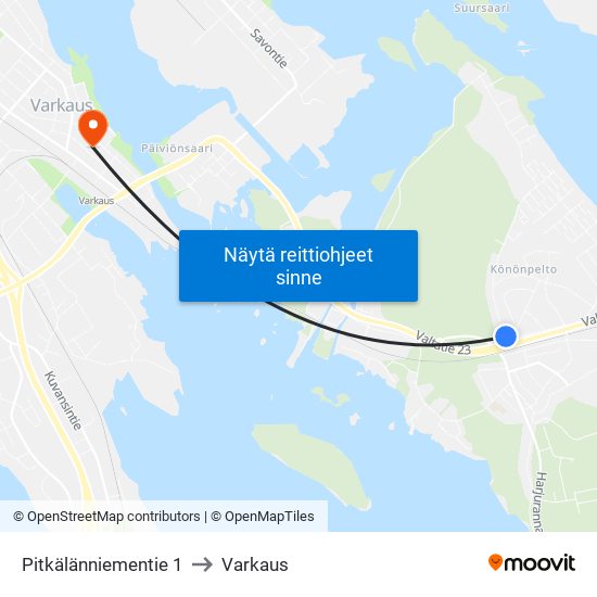 Pitkälänniementie 1 to Varkaus map