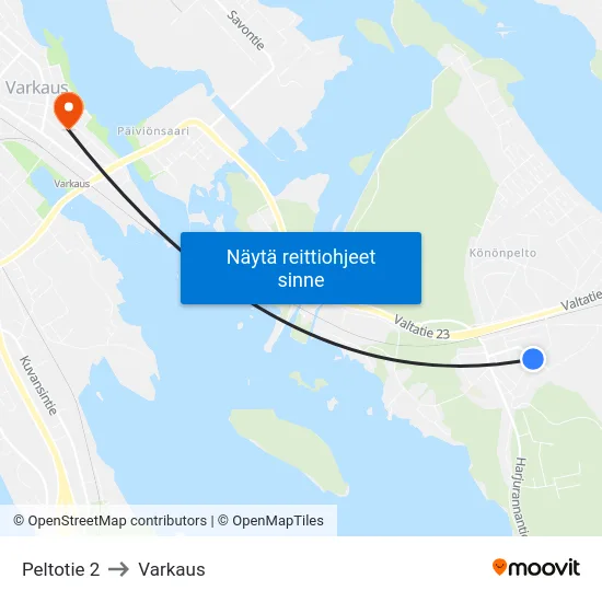 Peltotie 2 to Varkaus map